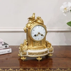 Antique Mantel Clock French Louis XIV Style Gilt Bronze 19th Century Restored - Picture 1 of 12