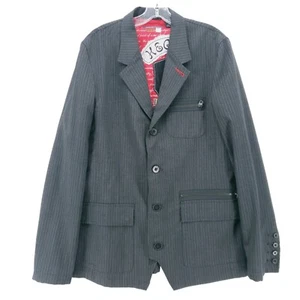 TRIPLE FIVE SOUL Pinstripe Jacket Blazer Y2k Dark Gray EUC Size LARGE - Picture 1 of 11