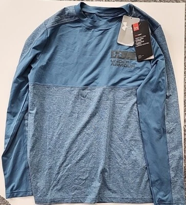 New Under Armour Boys' ColdGear® Armour Mock Long Sleeve Shirt 1366764-400 SMALL - Image 1 of 2