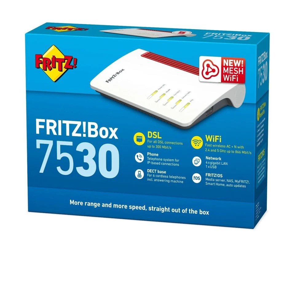 AVM FRITZ Box 7530 Dual Band WLAN Mesh Router (20002839) FRITZBox OVP