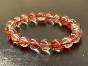 Pulsera de cuentas de cristal de cuarzo hematoide natural de alta calidad 9,8 mm - Imagen 1 de 8