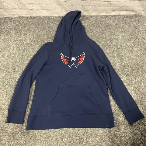 Fanatics NHL Pittsburgh Penguins Blue  Pullover Hoodie Striped Sleeves Womens L Cover