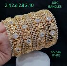 Indian Bollywood Style Set Of 16 Gold Plated Chuda Cz Ad Jewelry Bangle Set