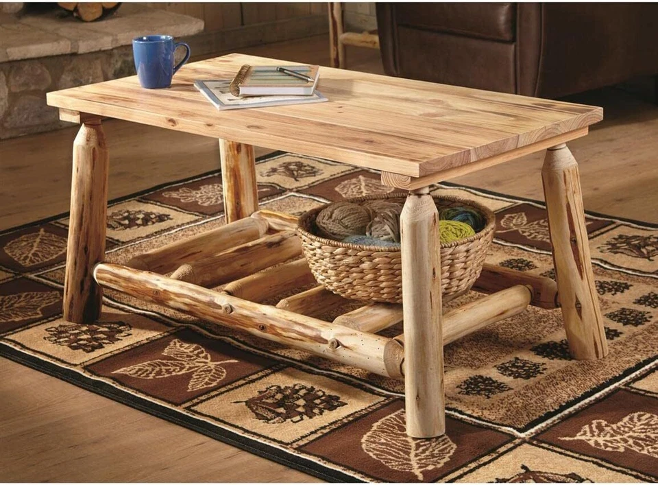 Mesa de centro de madera para granja cabaña rústica sala de estar de pino natural desgastado Foto 1 de 1