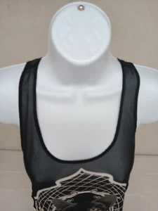 DIVIDED WOMENS CAT FRONT GRAPHIC SHEER SEE THRU SIZE 4 TANK TOP FLAW - Picture 1 of 11