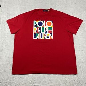 Polo Ralph Lauren Mens T Shirt Size 4XLT Tall XXXXL Red Graphic Short Sleeve