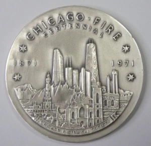 Medallic Art Co Chicago Fire Centennial 1971 .999+ medalla de plata 2,5" 137,4 g - Imagen 1 de 4
