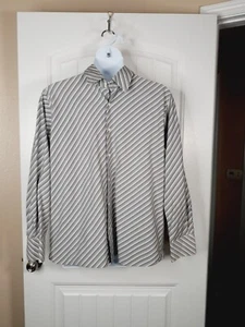 Maxini XL Grey &White Angel Striped Long-sleeve STRETCH shirt - Picture 1 of 7
