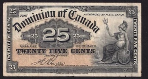 1900 Dominion of Canada 25c Shinplaster Note Boville - Picture 1 of 2