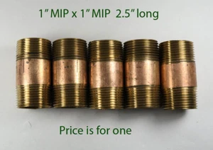 1" MIP 2.5" Brass Nipple - Afbeelding 1 van 1