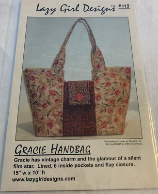 Gracie Handbag sewing pattern 15 X 10" Lazy Girl Designs - Image 1 of 3