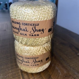 Vintage Shanghai Shag Yellow #300 Belding Corticelli 100% Silk Yarn Lot of 2 - Picture 1 of 3