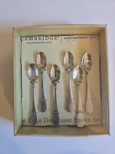 Cambridge Silversmiths Ldt 6 Piece Demitasse Spoon Set Stainless Steel Satin - Picture 1 of 14
