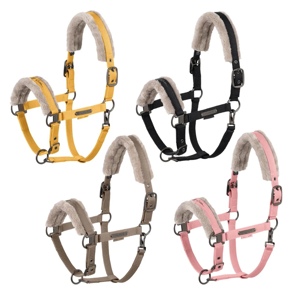 Eskadron Platinum Halfter " DOUBLE PIN FAUX FUR " , Stallhalfter