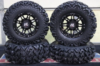 POLARIS SPORTSMAN 500 25" RIP SAW RADIAL ATV TIRE & HL3 BLK WHEEL KIT POL3CA - Image 1 of 4