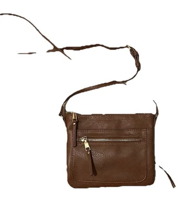 Bolso Bandolera Mystique Marrón Bolsillo con Cremallera Extendido Tiene Ranuras para Tarjetas + Bolsa con Cremallera Borde Dorado Foto 1 de 4