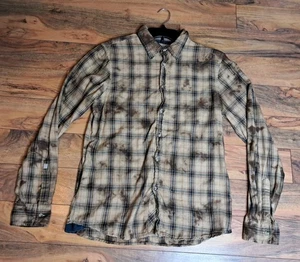 Vintage Guess Mens Long Sleeve Button Up Plaid Shirt Size L Weathered Grunge 90s - Picture 1 of 10