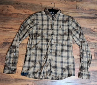 Vintage Guess Mens Long Sleeve Button Up Plaid Shirt Size L Weathered Grunge 90s - Image 1 of 4