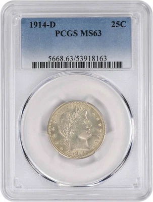 1914-D Barber Silver Quarter MS63 PCGS - Image 1 of 2