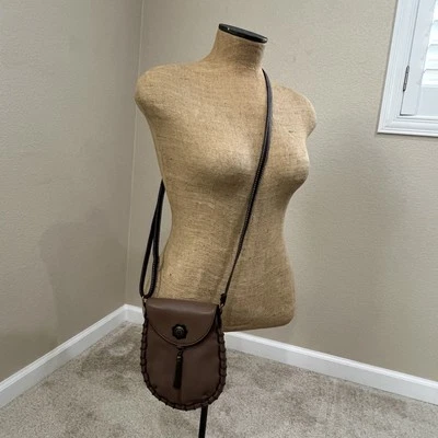 Chala Charming Faux Leather Pouch Tassel Crossbody Cell Phone Bag Brown - Image 1 of 4