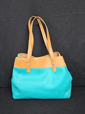 BOLSO DE MANO FOSSIL AUDI SIGNATURE SHOPPER CUERO/LONA PARA MUJER MARRÓN VERDE AZULADO/AZUL Foto 1 de 4