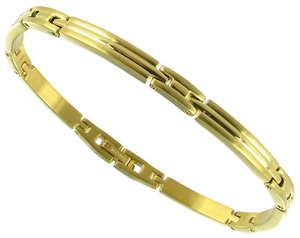 Rochet Roma Polished Gold Tone Solid Stainless Steel Thin Adjustable Bracelet - Picture 1 of 3