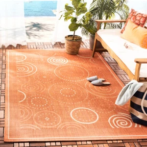 SAFAVIEH Outdoor CY1906-3202 Courtyard Terracotta / Natural Rug - Picture 1 of 22