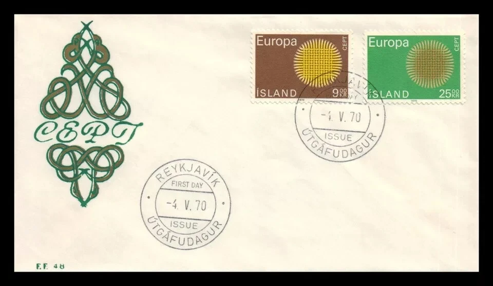 ICELAND 1970 EUROPA  SET SCARCE CACHET  FDC UNADDR - Image 1 of 1