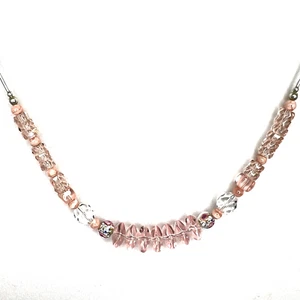 Collar Vintage 925 Esterlina Robo Tubo Cuentas Rosa Cristal Austríaco 17" - Imagen 1 de 9