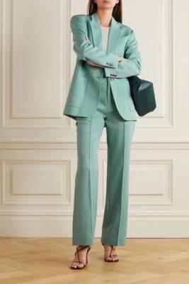 NWT Isabel Marant Set: Lindaya Blazer + Lokia Wool-twill Pants In Green Sz 36 - Image 1 of 4