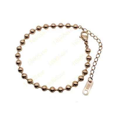 Brazalete de cadena de cuentas italiano genuino de 6"/8" 4 mm relleno de oro rosa de 18 quilates sin deslustre Foto 1 de 2