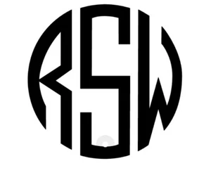 Kreismonogramm Vinyl Aufkleber Aufkleber | Maßgeschneiderte personalisierte Buchstaben Initialen - Bild 1 von 3