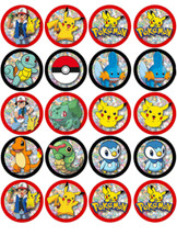 Cialda POKEMON CUP CAKE dischetti cerchietti Decorazione Torta Ostia o Zucchero