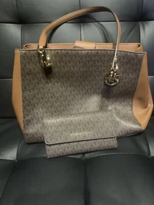 Michael Kors Sofia große Saffiano Leder Tragetasche Schultertasche braun mit Geldbörse - Bild 1 von 12