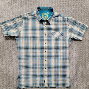 Camisa Kuhl Para Hombre Mediana Azul/Amarillo Cuadros Botón Seersucker Manga Corta Exterior - Imagen 1 de 10
