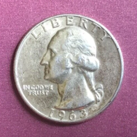1963  D  Washington Silver Quarter   90% Silver Nice Details! Cover