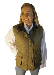 Campbell Cooper Ladies Tweed Shooting Riding Hunting Gillet Waistcoat Green New  - Picture 1 of 3