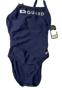 Speedo Damen Life Guard Badeanzug Einteiler, Flyback US Blau Größe 30 Neu mit Etikett - Bild 1 von 3