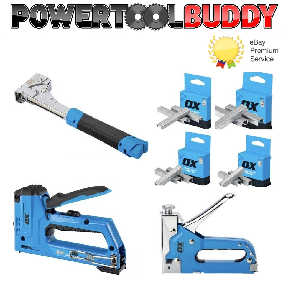 OX Tackerhammer Tacker Klammern 6 mm 8 mm 10 mm 12 mm wählbar 4 in 1 Schwerlast Profi - Bild 1 von 1