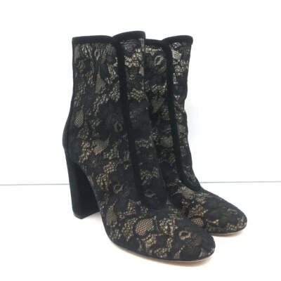 Ботинки Gianvito Rossi Boleyn черные замшевые с отделкой кружевные размер 38,5 - Изображение 1 из 4