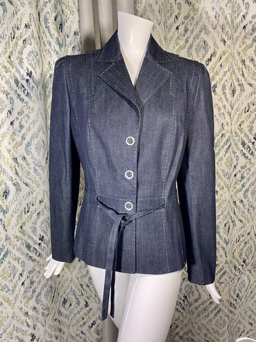 Giacca blazer denim blu Genny Versace donna taglia 10 italiana P5