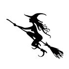  2 Pcs Witch on A Broomstick Wall Sticker Bling Decor Removable Decals