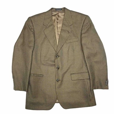 Jeffrey Banks Sport Coat Mens 42R Brown Houndstooth Blazer Jacket Wool Blend - Image 1 of 4