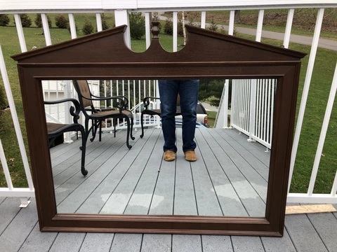 VINTAGE ANTIQUE MIRROR 47" x 39" HAND CRAFTED MOHOGANY WOOD MID CENTURY Cover