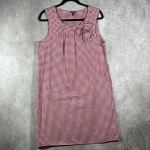 Merona Dress Womens Large Red White Gingham Sleeveless USA Nautical Cottagecore - Picture 1 of 9