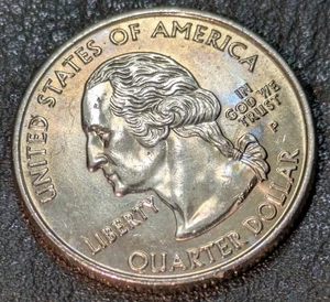 2003-P 25c Illinois State Quarter Misaligned Dies Error Planchet Copper Toned - Picture 1 of 12
