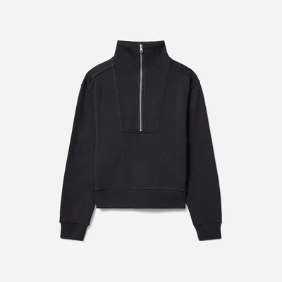 EVERLANE The Track Half Zip Pullover Medium Sweatshirt Organic Cotton Black - Image 1 of 4
