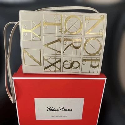 Bolsa de ombro Paloma Picasso livro couro em marfim USADA do Japão - Imagem 1 de 4