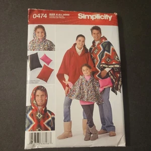 Simplicity 0474 Poncho Pattern Unisex Adult Youth All Sizes Stadium Fleece Pillo - Picture 1 of 3