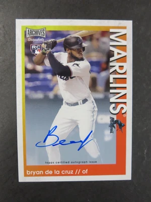Bryan De La Cruz 2022 Topps Archives Snapshots Rookie Auto #48 Miami Marlins - Image 1 of 2